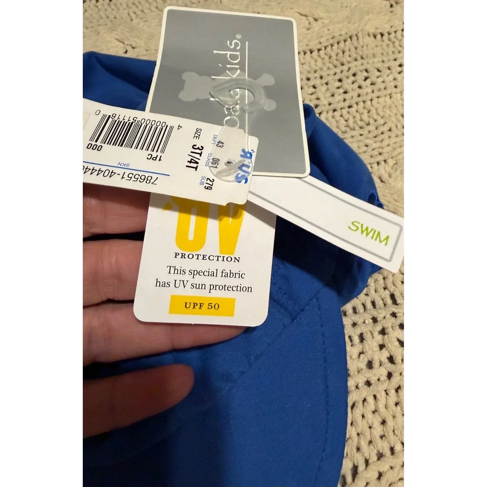 Koala Kids Blue Swim Hat UPF 50 UV Protection Neck Flap Sun Cap 3T/4T NWT